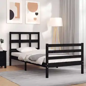 ManoMano Bonnevie - Bettgestell mit Kopfteil für Erwachsene,Bettrahmen Massivholzbett Schwarz 90x200 cm -BVE85323 Angebot