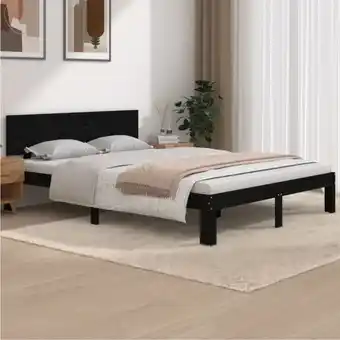 ManoMano Bonnevie - Elegantes Bettgestell für Erwachsene, Bettrahmen Massivholzbett Schwarz Kiefer 140x190 cm -BVE80765 Angebot