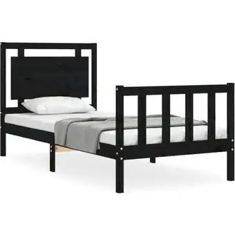 ManoMano Bonnevie - Bettrahmen für Einzelbett,Metallbett, Bettgestell mit Kopfteil Schwarz 90x190 cm Massivholz 87211 Angebot