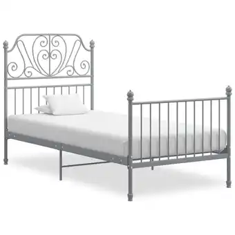 ManoMano Maisonchic - Bettgestell, Einzelbett, Bettrahmen, Schlafzimmerbett Grau Metall 100x200 cm LLLA570935 Angebot