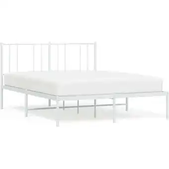 ManoMano Bettgestell für Erwachsenenbett,Bettrahmen Metallbett mit Kopfteil,Schlafzimmerbett Metall Weiß 135x190 cm -Maison 94804 - We Angebot