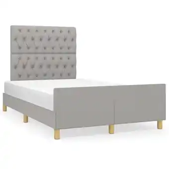 ManoMano Maisonchic - Bettgestell für Erwachsenenbett,Bettrahmen Metallbett mit Kopfteil,Schlafzimmerbett Hellgrau 120x200 cm Stoff -M Angebot