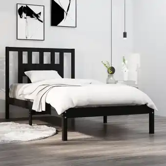 ManoMano Maisonchic - Massivholzbett Einzelbett Bett für Schlafzimmer Schwarz Kiefer 90x200 cm DE61093 - Schwarz Angebot