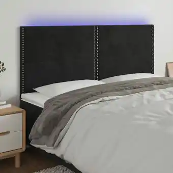 ManoMano Vidaxl - led Kopfteil Schwarz 200x5x118/128 cm Samt Schwarz Angebot