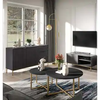 ManoMano Wohnmöbel Set, Sideboard & TV Lowboard & Couchtische, in Esche schwarz Nb. PERIA-132 - schwarz Angebot