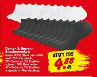 Repo Markt Damen & Herren- Sneakersocken Größe: 35/38, 39/42 o. 43/46 Angebot