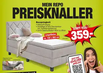 Repo Markt Boxspringbett • Webstoff hellgrau Angebot