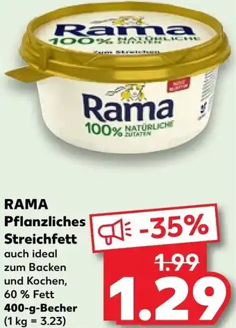 Kaufland RAMA Pflanzliches Streichfett 400 g Becher Angebot