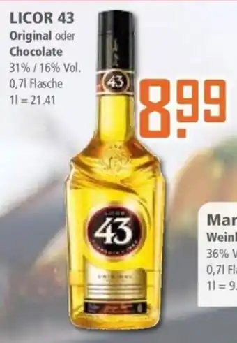 Klaas und Kock LICOR 43 Original oder Chocolate 0,71 Flasche Angebot