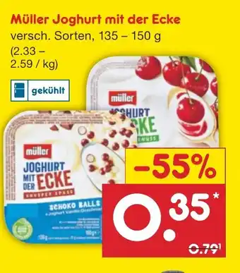 Netto Marken-Discount Müller Joghurt mit der Ecke versch. Sorten, 135 - 150 g Angebot