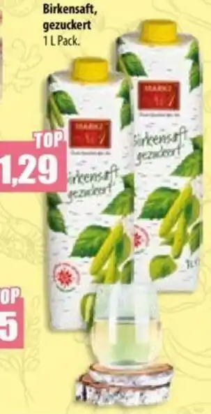 Mix Markt Birkensaft, gezuckert 1L Pack. Angebot