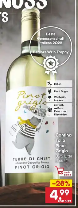 Netto Marken-Discount Cantina Tollo Pinot Grigio 0,75L Angebot