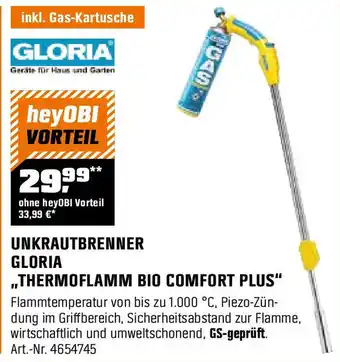 OBI GLORIA UNKRAUTBRENNER ,,THERMOFLAMM BIO COMFORT PLUS" Angebot