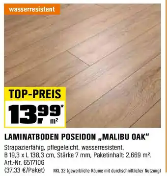 OBI LAMINATBODEN POSEIDON „MALIBU OAK" Angebot