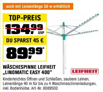 OBI LEIFHEIT WÄSCHESPINNE ,,LINOMATIC EASY 400" Angebot