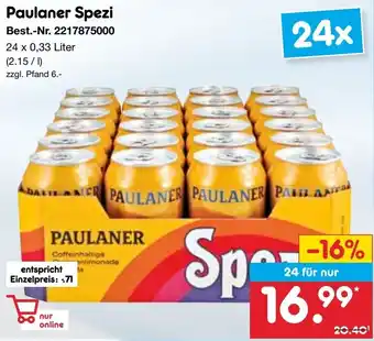 Netto Marken-Discount Paulaner Spezi 24 x 0,33 Liter Angebot