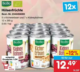 Netto Marken-Discount Bio Bio Hülsenfrüchte 12x265 g Angebot