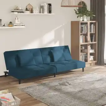 ManoMano Vidaxl - Schlafsofa 2-Sitzer mit 2 Kissen Blau Samt Blau Angebot