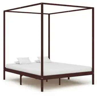 ManoMano Bonnevie - Bett Himmelbett-Gestell - Jugendbett Bettgestell Dunkelbraun Massivholz Kiefer 180 x 200 cm BV119081 Angebot