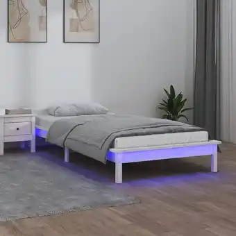 ManoMano Bonnevie - Bett Massivholzbett mit LEDs - Jugendbett Weiß 100x200 cm BV189471 Angebot