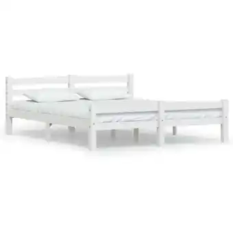 ManoMano Massivholzbett, Doppelbett, Schlafzimmerbett, Bettgestell Weiß Kiefer 160x200 cm LLLA114331 Maisonchic Angebot