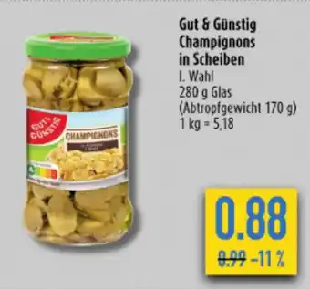 diska Gut & Günstig Champignons in Scheiben 280g Angebot