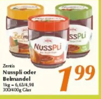 inkoop Zentis Nusspli oder Belmandel 300/400g Glas Angebot