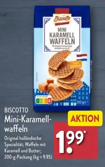 Aldi Nord BISCOTTO Mini-Karamell- waffeln 200 g Packung Angebot