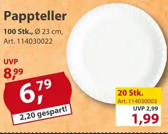 Sonderpreis Baumarkt Pappteller 100 Stk., Ø 23 cm Angebot