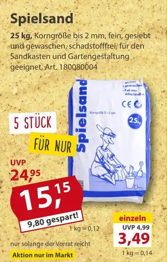 Sonderpreis Baumarkt Spielsand 25 kg Angebot