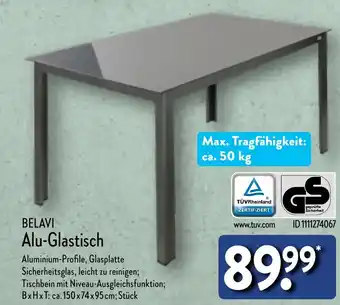 Aldi Nord BELAVI Alu-Glastisch Angebot