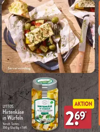 Aldi Nord LYTTOS Hirtenkäse in Würfeln 350 g Glas Angebot