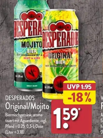 Aldi Nord DESPERADOS Original/Mojito 0,5 l Dose Angebot