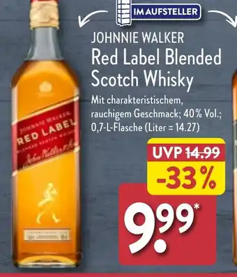 Aldi Nord JOHNNIE WALKER Red Label Blended Scotch Whisky 0,7 l Flasche Angebot