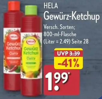 Aldi Nord HELA Gewürz-Ketchup 800 ml Flasche Angebot