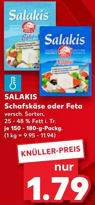 Kaufland SALAKIS Schafskäse oder Feta 150-180 g Packg. Angebot