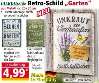 Norma GIARDESSA Retro-Schild ,,Garten" Angebot