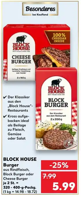 Kaufland BLOCK HOUSE Burger 320-400 g Packg. Angebot