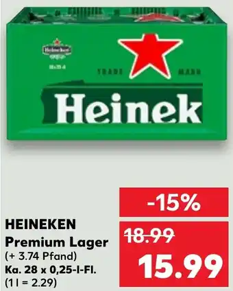 Kaufland HEINEKEN Premium Lager Ka. 28x0,25 L-Fl. Angebot