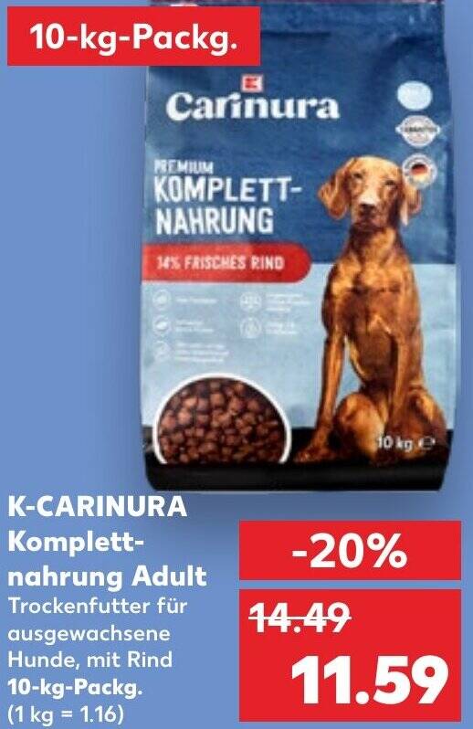K-CARINURA Komplettnahrung Adult 10 kg Packg. Angebot bei Kaufland
