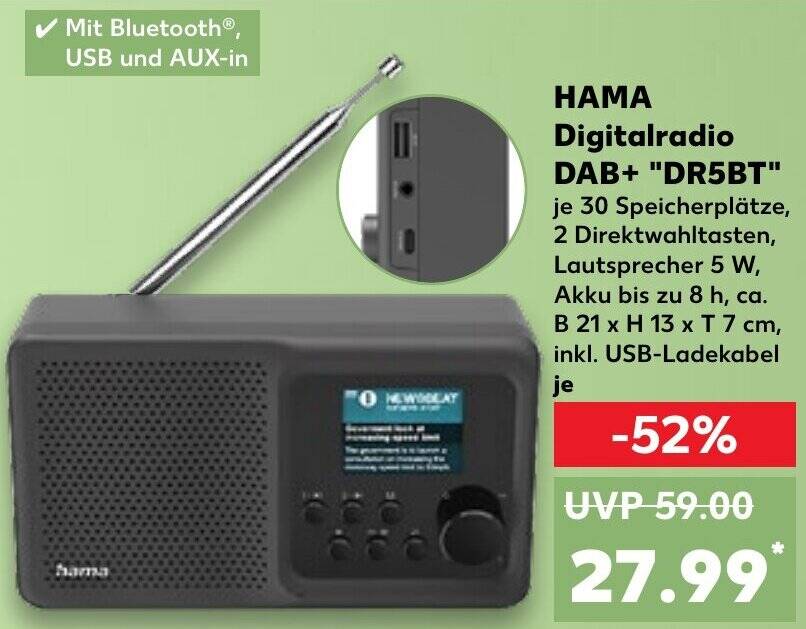 HAMA DIGITALRADIO &DR5BT&, FM/DAB/DAB /Bluetooth®/Akkubetrieb #31952340 EUR 59,99 - DE HAMA DIGITALRADIO &DR5BT&, FM/DAB/DAB /Bluetooth®/Akkubetrieb #31952340 EUR 59,99 - DE