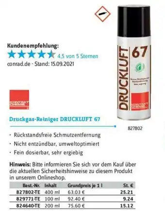 Conrad Druckgas Reiniger Druckluft 67 Angebot