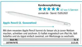 Conrad Apple Pencil (2. Generation) Angebot