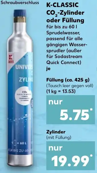 Kaufland K-CLASSIC CO₂-Zylinder oder Füllung Angebot