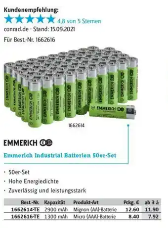 Conrad Emmerich Industrial Batterien 50er Set Angebot