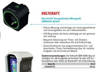 Conrad Voltcraft Bluetooth Energiekosten Messgerät SEM6000 Black Angebot