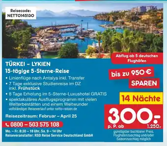 Netto Marken-Discount TÜRKEI - LYKIEN 15-tägige 5-Sterne-Reise Angebot