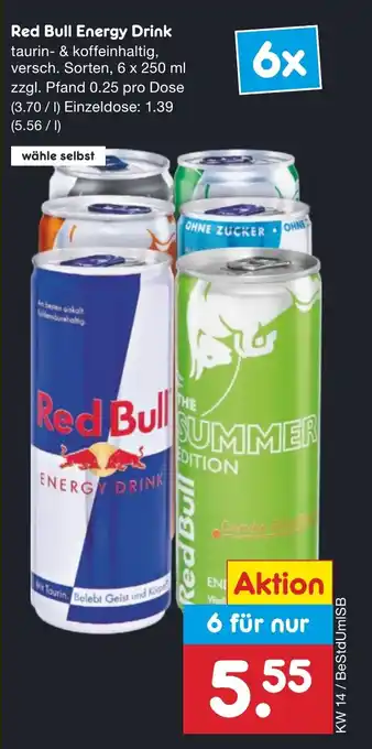 Netto Marken-Discount Red Bull Energy Drink taurin- & koffeinhaltig, versch. Sorten, 6 x 250 ml Angebot