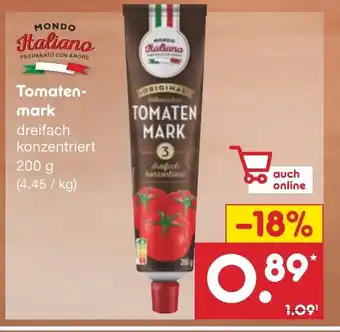 Netto Marken-Discount MONDO Italiano Tomatenmark dreifach konzentriert 200 g Angebot