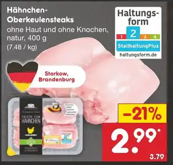 Netto Marken-Discount Hähnchen-Oberkeulensteaks ohne Haut und ohne Knochen, natur, 400 g Angebot